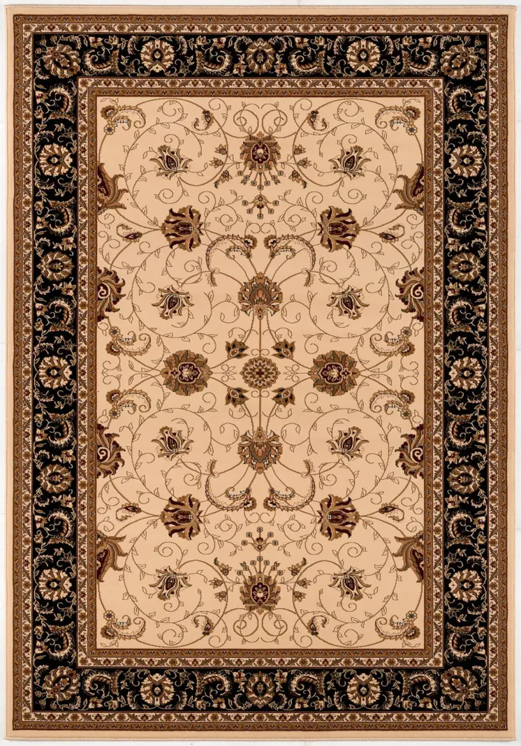 10' X 13' Black and Tan Oriental Washable Non Skid Area Rug