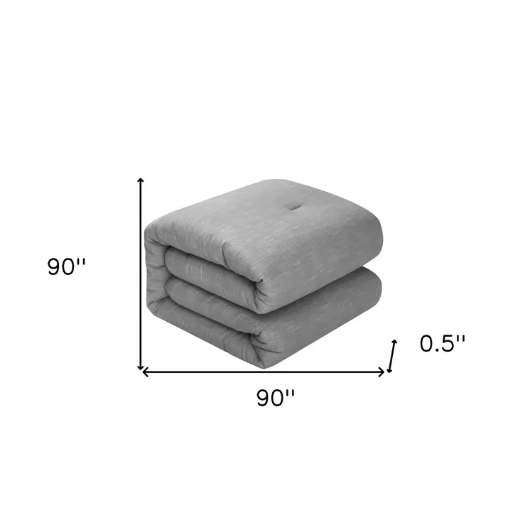 Gray Queen 100% Cotton 140 Thread Count Washable Down Comforter Set