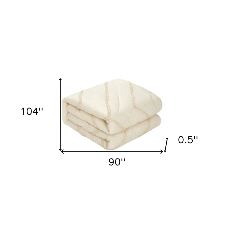 Beige King 100% Cotton 220 Thread Count Washable Down Comforter Set