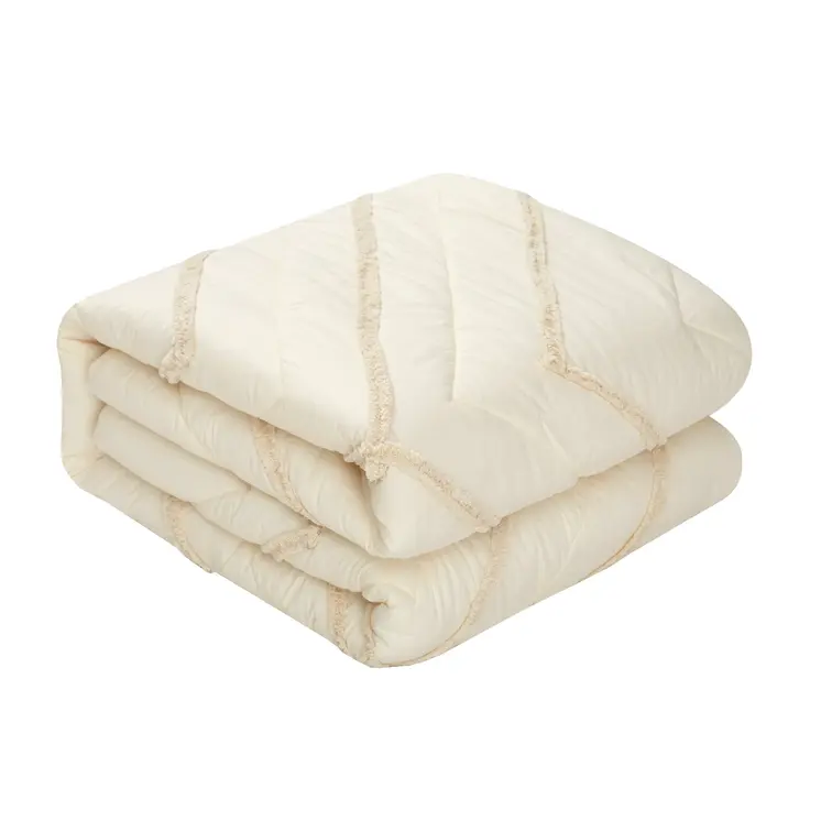 Beige King 100% Cotton 220 Thread Count Washable Down Comforter Set