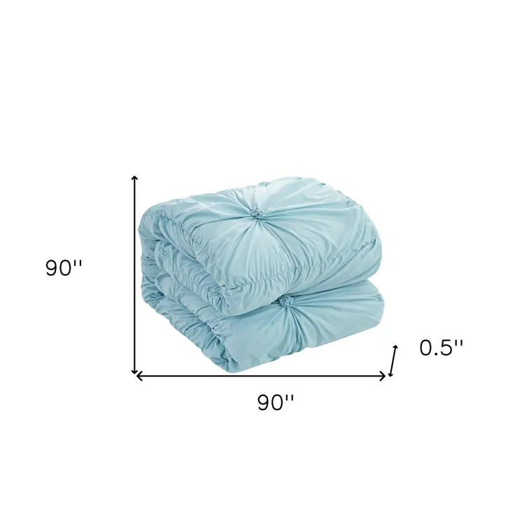 Blue Queen Polyester 180 Thread Count Washable Down Comforter Set