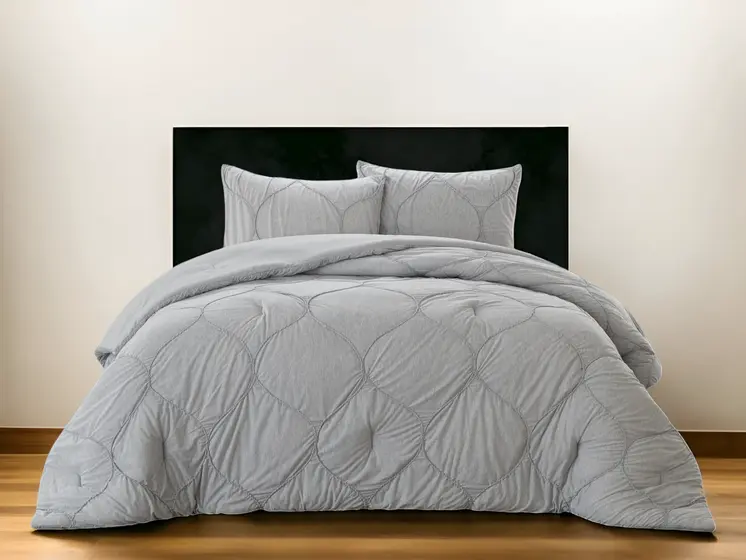 Gray Queen Polyester 180 Thread Count Washable Down Comforter Set