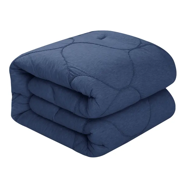 Navy Blue Twin Polyester 180 Thread Count Washable Down Comforter Set
