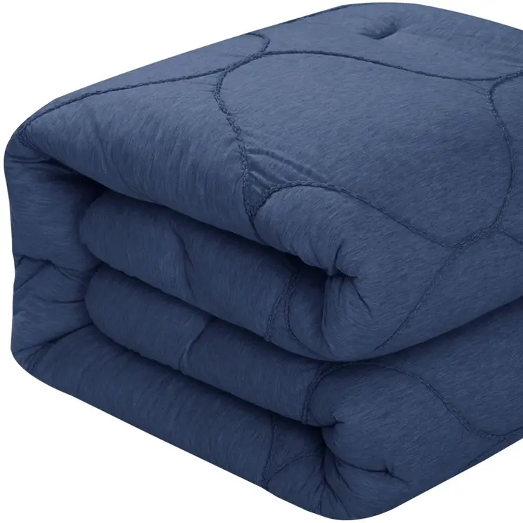 Navy Blue Twin Polyester 180 Thread Count Washable Down Comforter Set