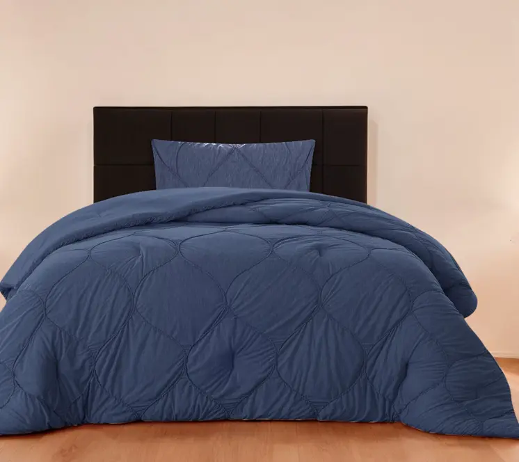 Navy Blue Twin Polyester 180 Thread Count Washable Down Comforter Set