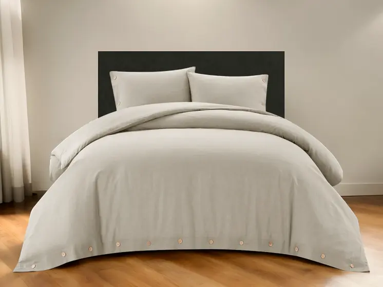 Beige King 100% Cotton 140 Thread Count Washable Duvet Cover Set