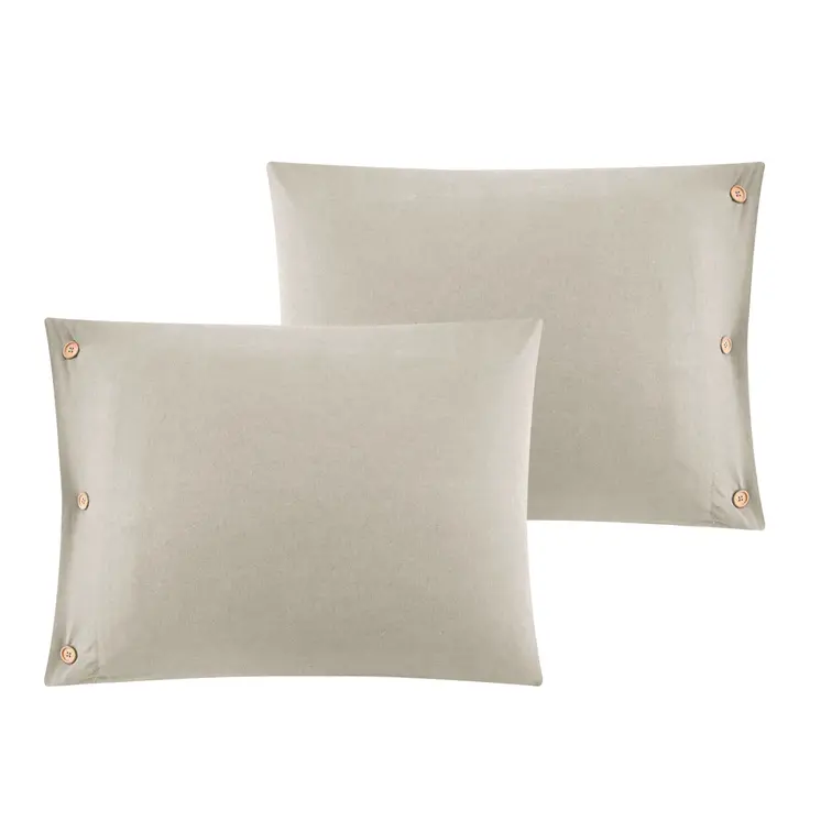 Beige King 100% Cotton 140 Thread Count Washable Duvet Cover Set