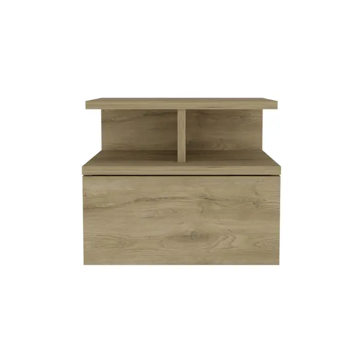 12" Beige Wood One Drawer Nightstand