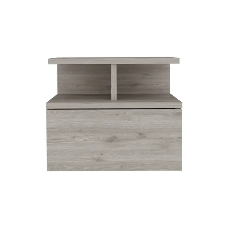 12" Light Gray Wood One Drawer Nightstand
