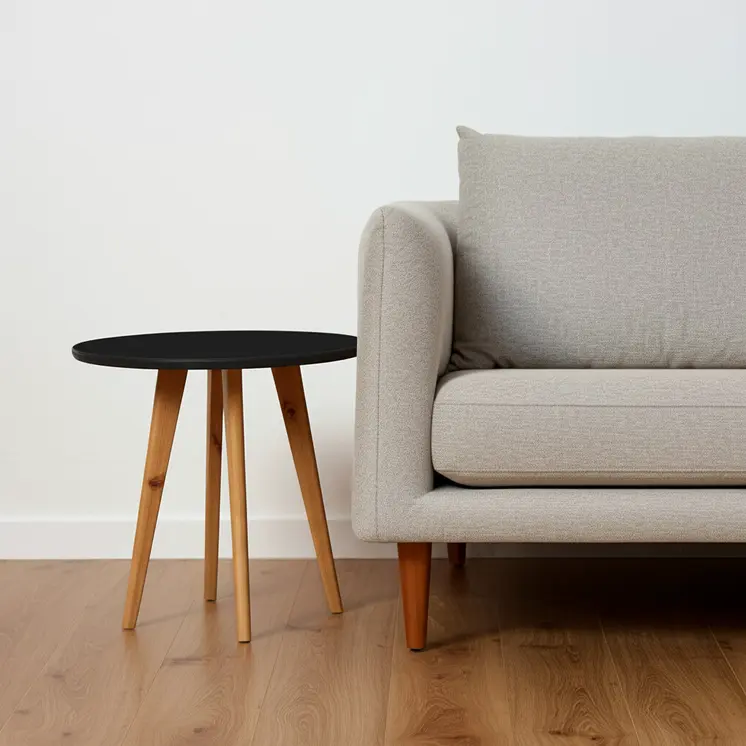 Set Of Two 20" Wood Brown And Black Round Nested Tables