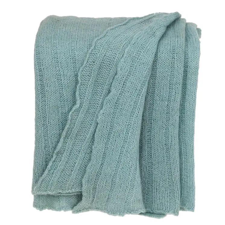 62" X 50" Blue Woven Wool Throw Blanket
