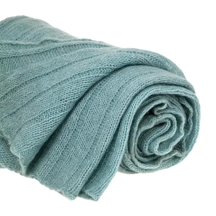 62" X 50" Blue Woven Wool Throw Blanket