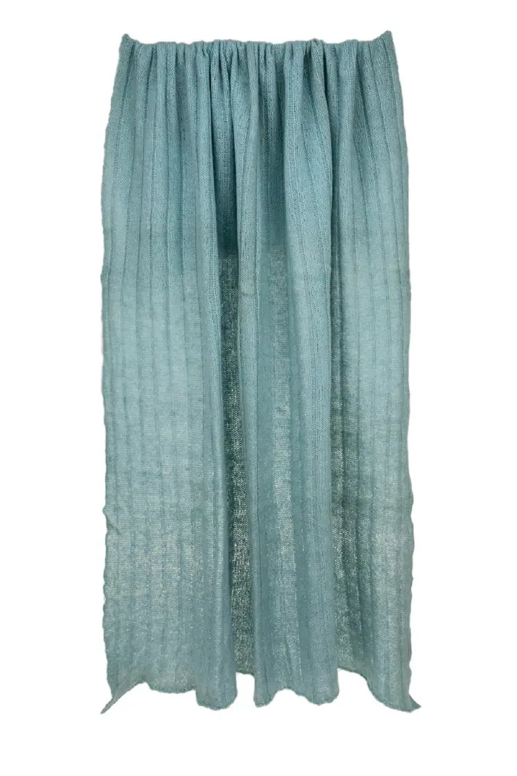62" X 50" Blue Woven Wool Throw Blanket