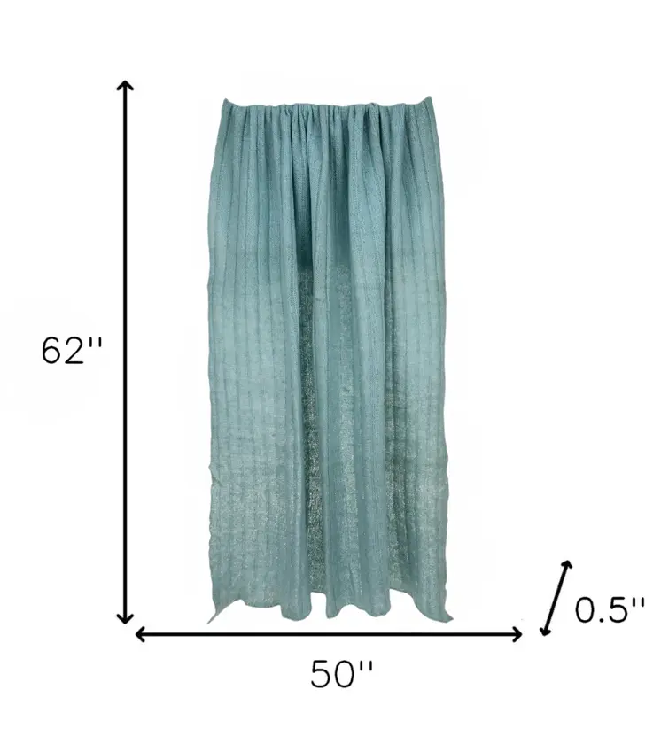 62" X 50" Blue Woven Wool Throw Blanket