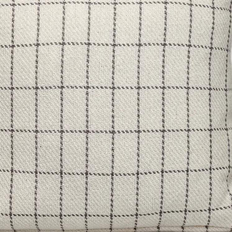 18" Gray and White Plaid Cotton Throw Pillow