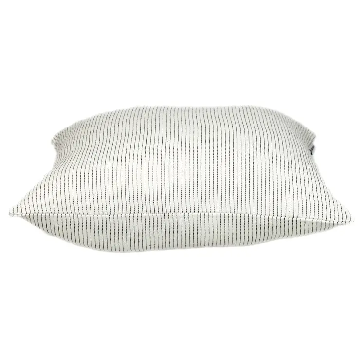 20" Brown and White Striped Cotton Throw Pillow