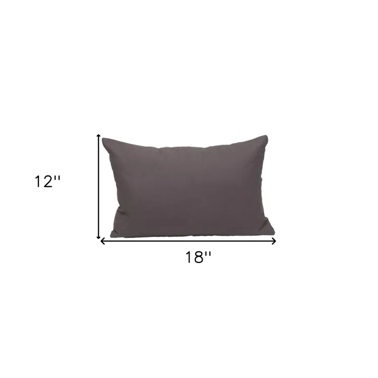 12" X 18" Gray Cotton Throw Pillow