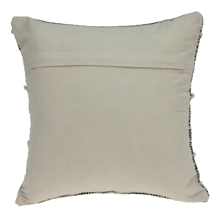 18" Beige and Black Striped Cotton Throw Pillow