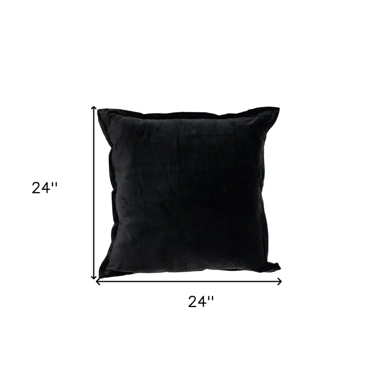 24" Black Velvet Throw Pillow