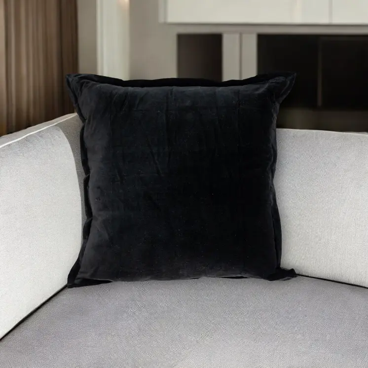 24" Black Velvet Throw Pillow