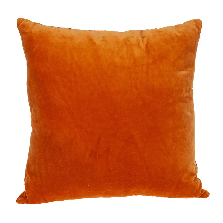 22" Beige and Orange Zigzag Cotton Throw Pillow With Embroidery, Applique