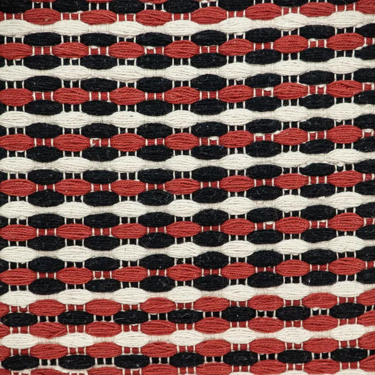 20" Red and Black Cotton Throw Pillow with Tassels