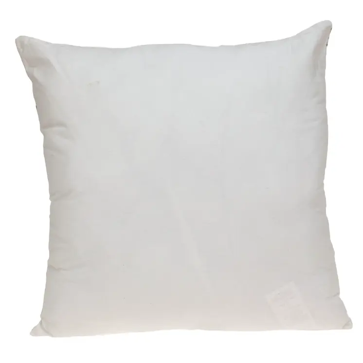 22" Brown and White Cotton Throw Pillow with Embroidery