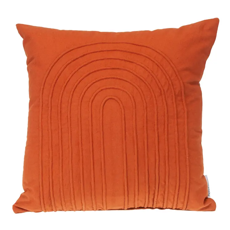 18" Orange Geometric Cotton Throw Pillow