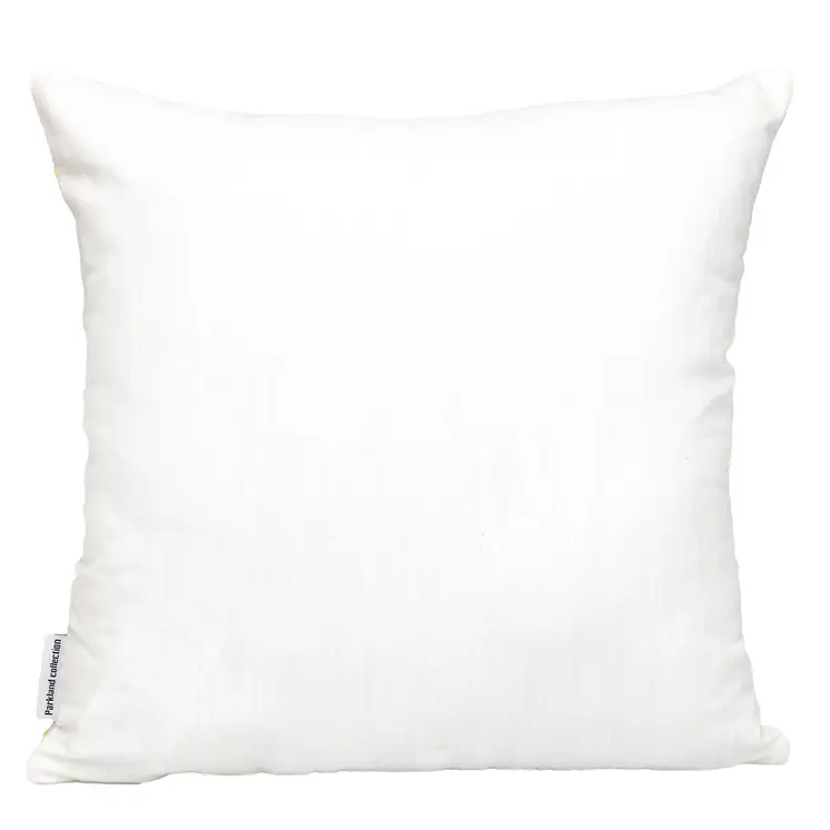 18" Yellow and White Geometric Cotton Throw Pillow With Embroidery
