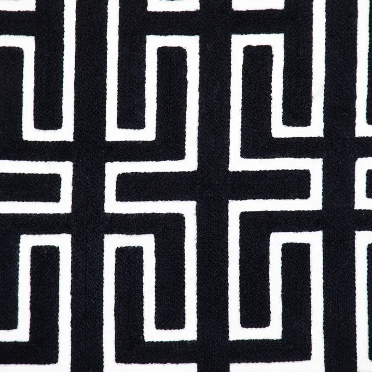 20" X 20" Black Geometric Cotton Zippered Pillow