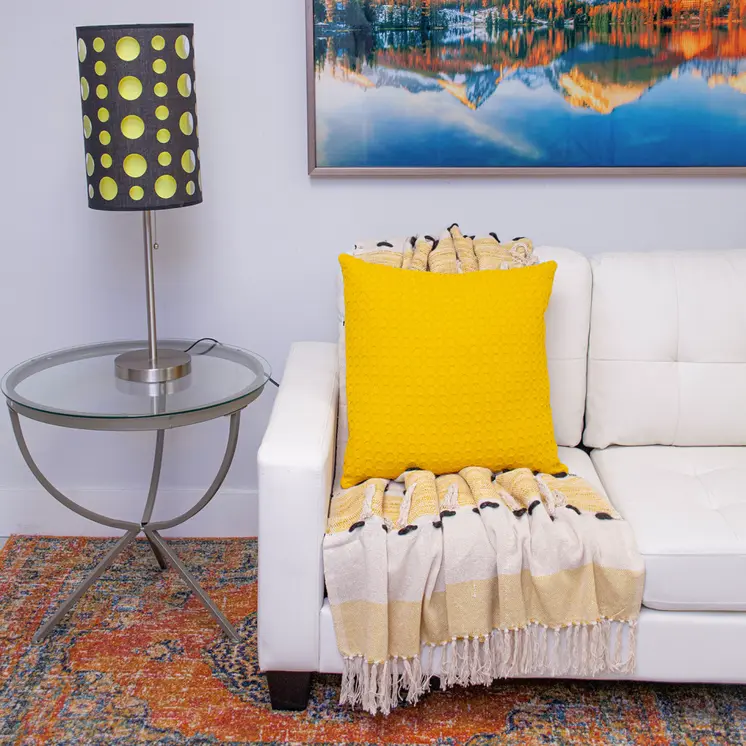 20" Yellow Cotton Throw Pillow With Texture