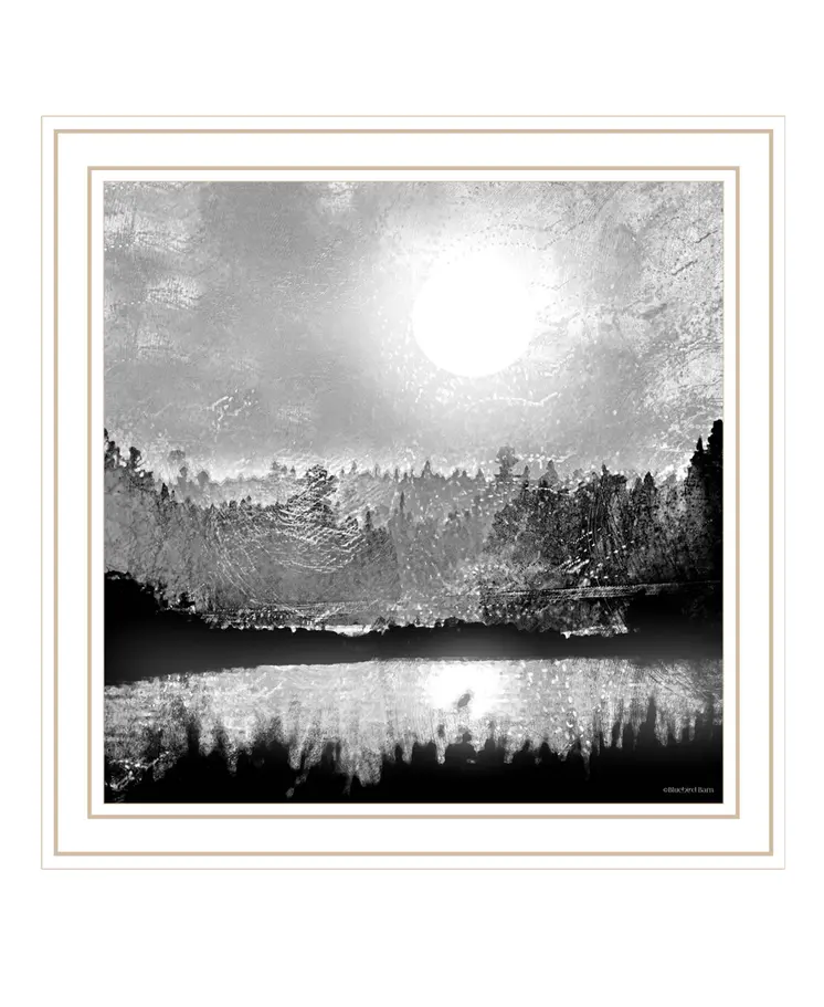 Big Moon Lake White Framed Print Wall Art