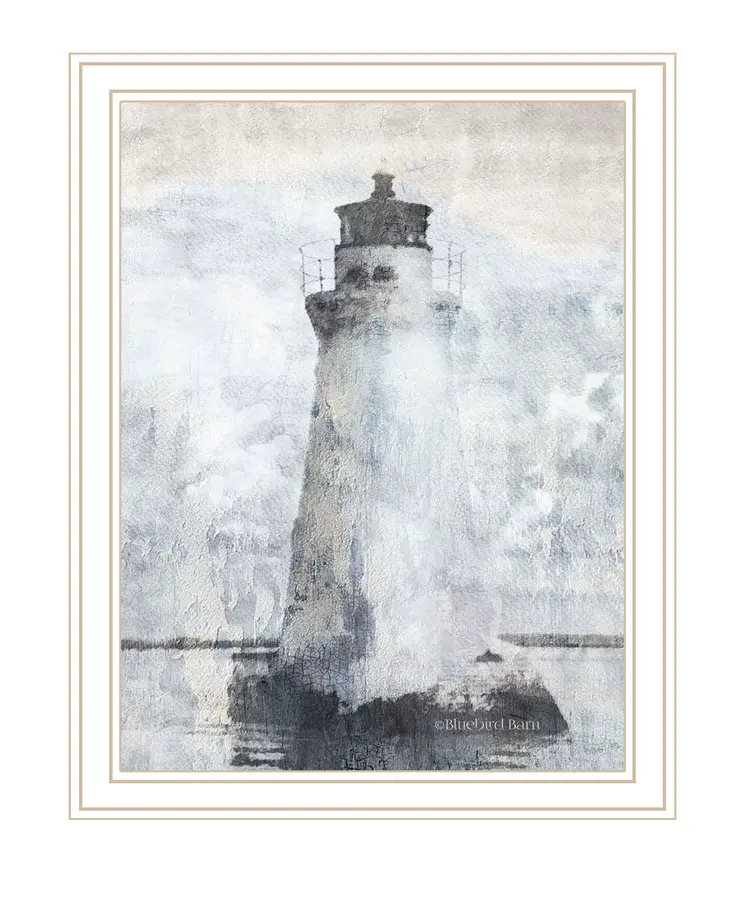 Lighthouse White Framed Print Wall Art