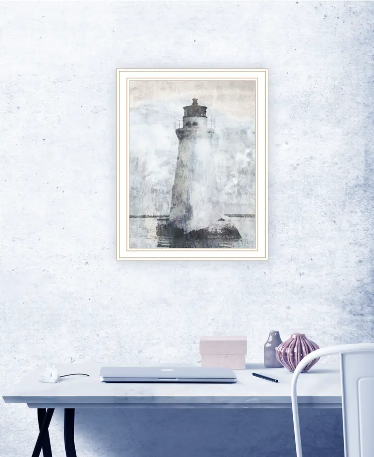 Lighthouse White Framed Print Wall Art
