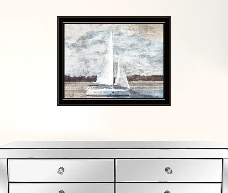 Sailboat on Water Black Framed Print Wall Art