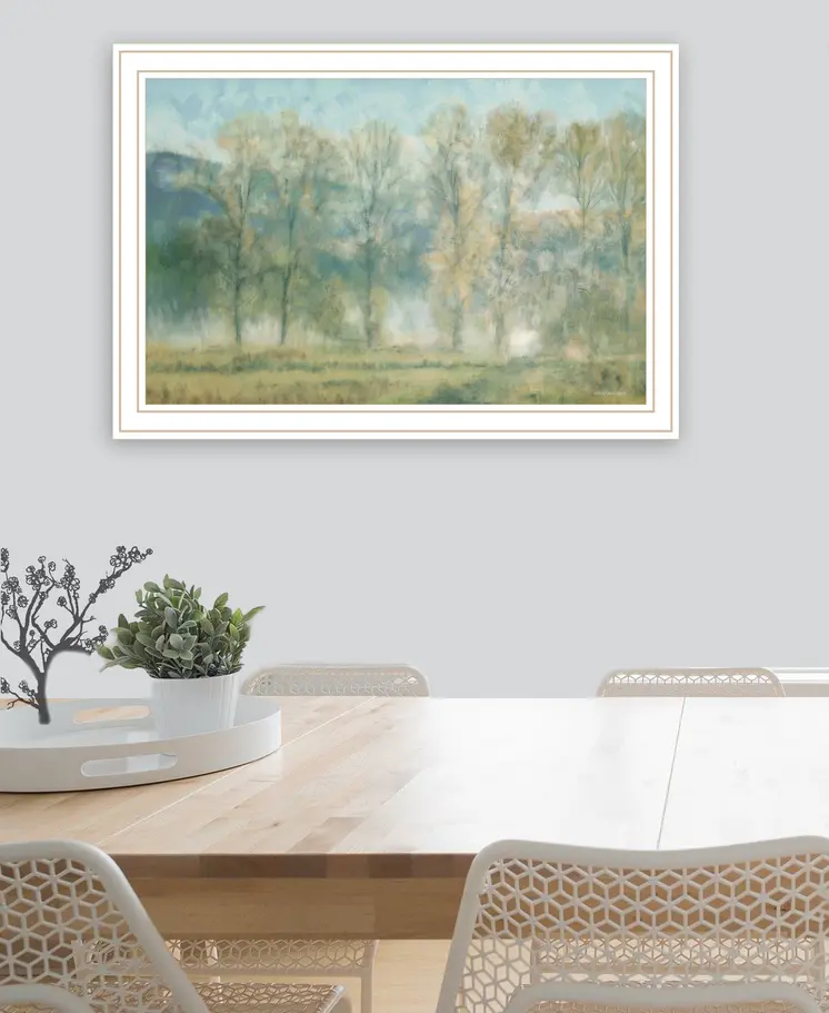 Peaceful Tree Line White Framed Print Wall Art