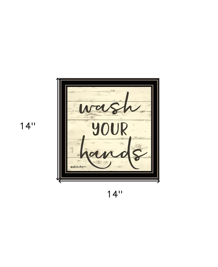 Wash Your Hands Black Framed Print Bathroom Wall Art