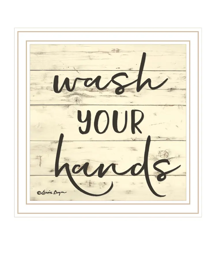 Wash Your Hands White Framed Print Bathroom Wall Art