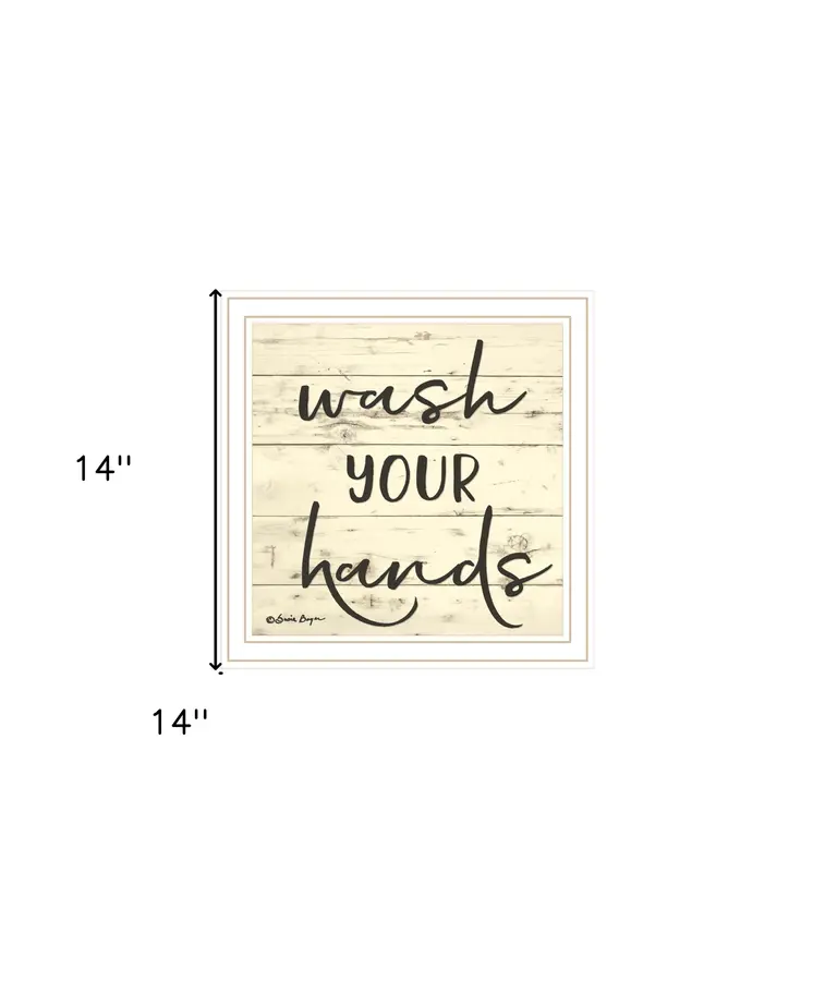 Wash Your Hands White Framed Print Bathroom Wall Art