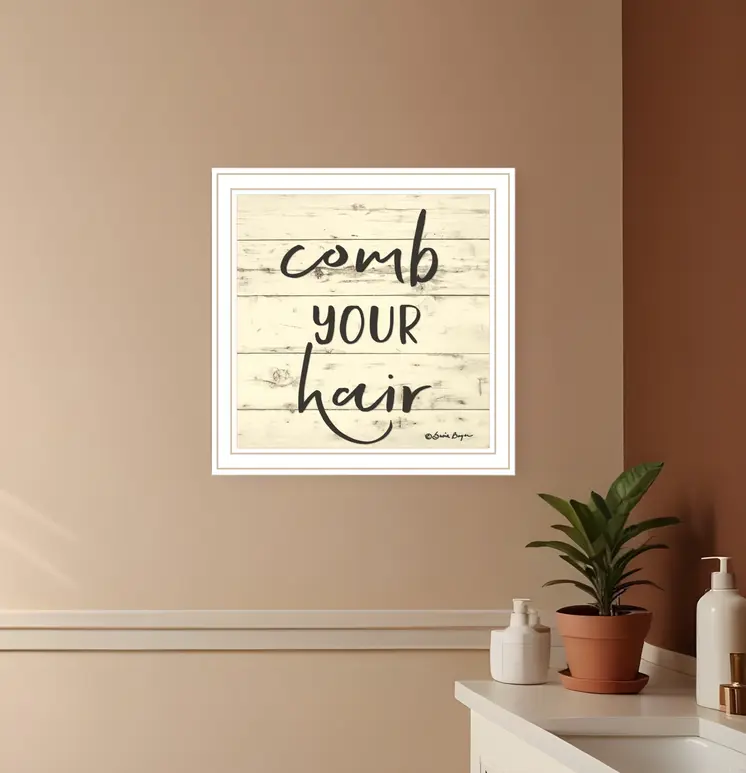 Comb Your Hair White Framed Print Bathroom Wall Art