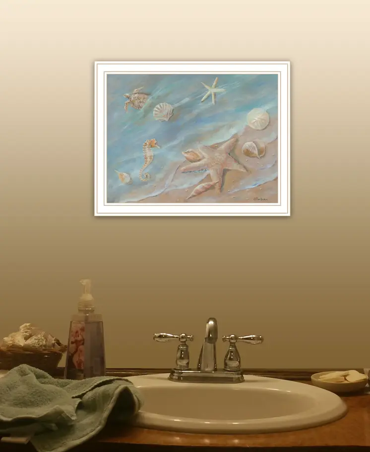 Seashore Star White Framed Print Wall Art