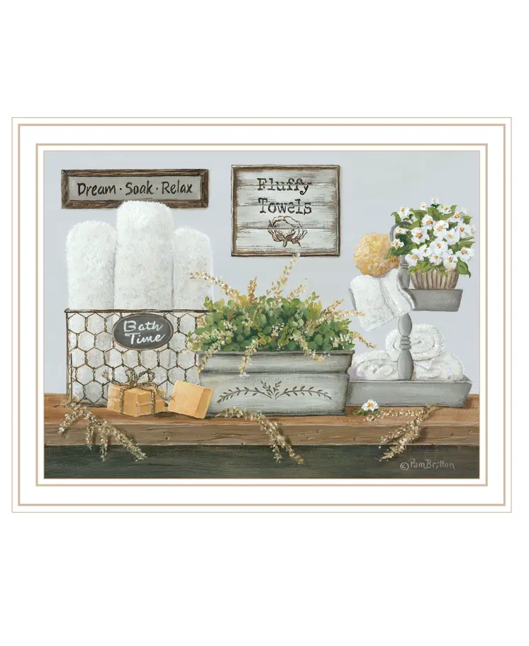 Fluffy Towels White Framed Print Wall Art