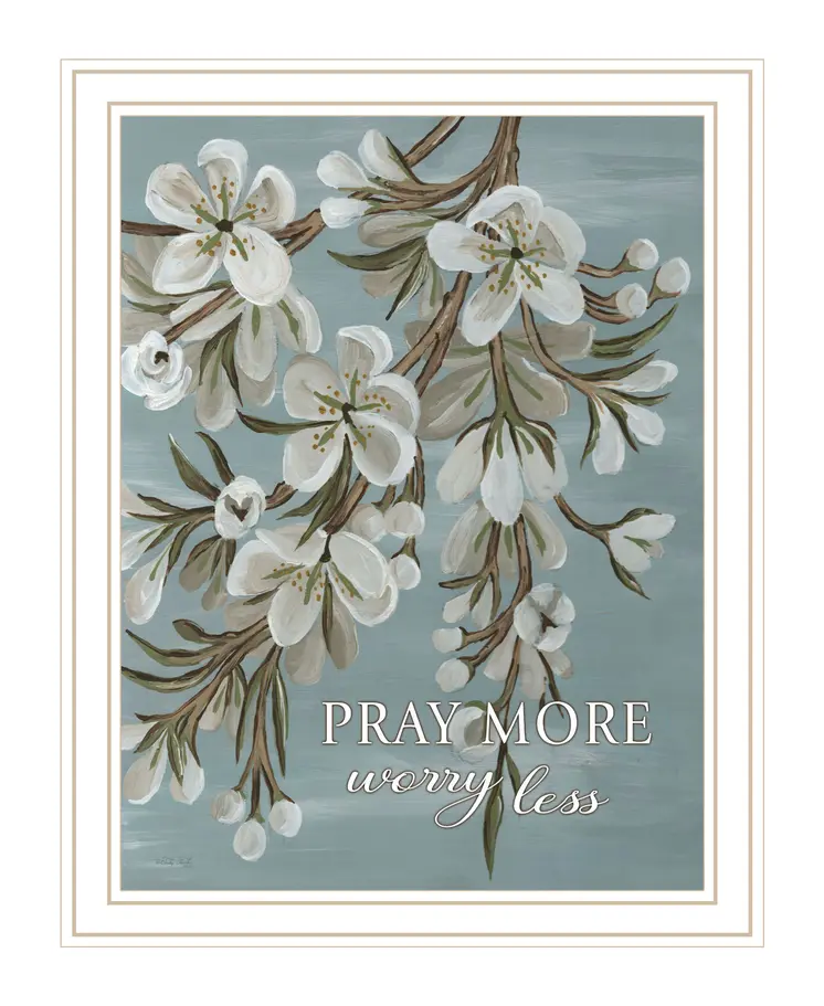 Pray More Worry Less White Framed Print Wall Art