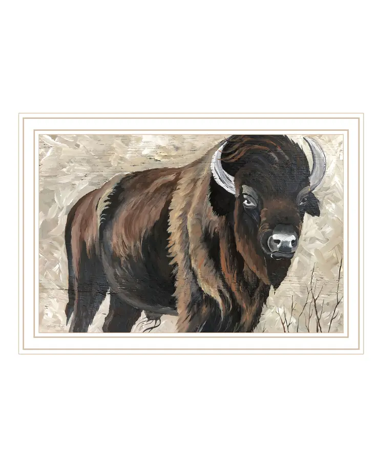 The Boss Bison Only White Framed Print Wall Art