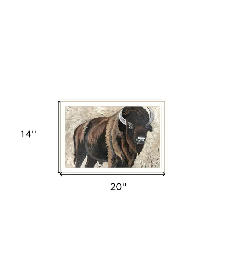 The Boss Bison Only White Framed Print Wall Art
