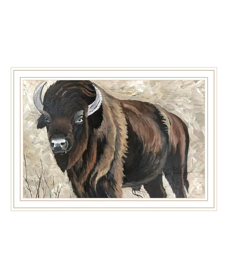 The Boss Bison Only White Framed Print Wall Art