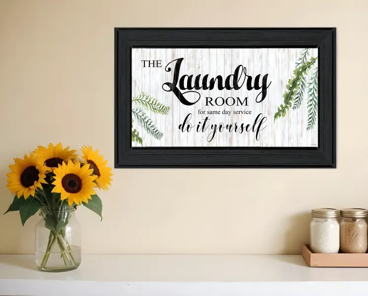 The Laundry Room Same Day Service Black Framed Print Laundry Wall Art