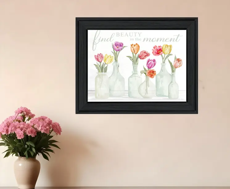 FIND BEAUTY IN THE MOMENT Black Framed Print Wall Art