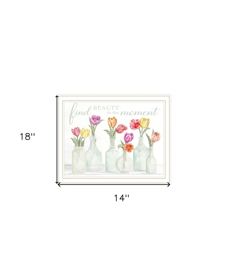 FIND BEAUTY IN THE MOMENT White Framed Print Wall Art