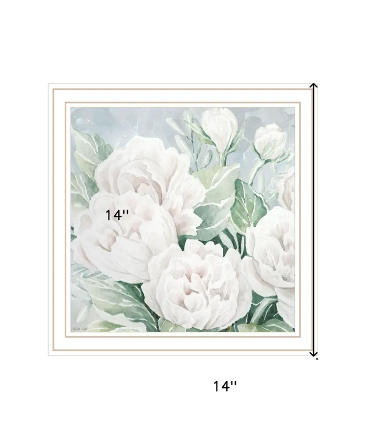 Peaceful Peonies In Full Bloom White Framed Print Wall Art